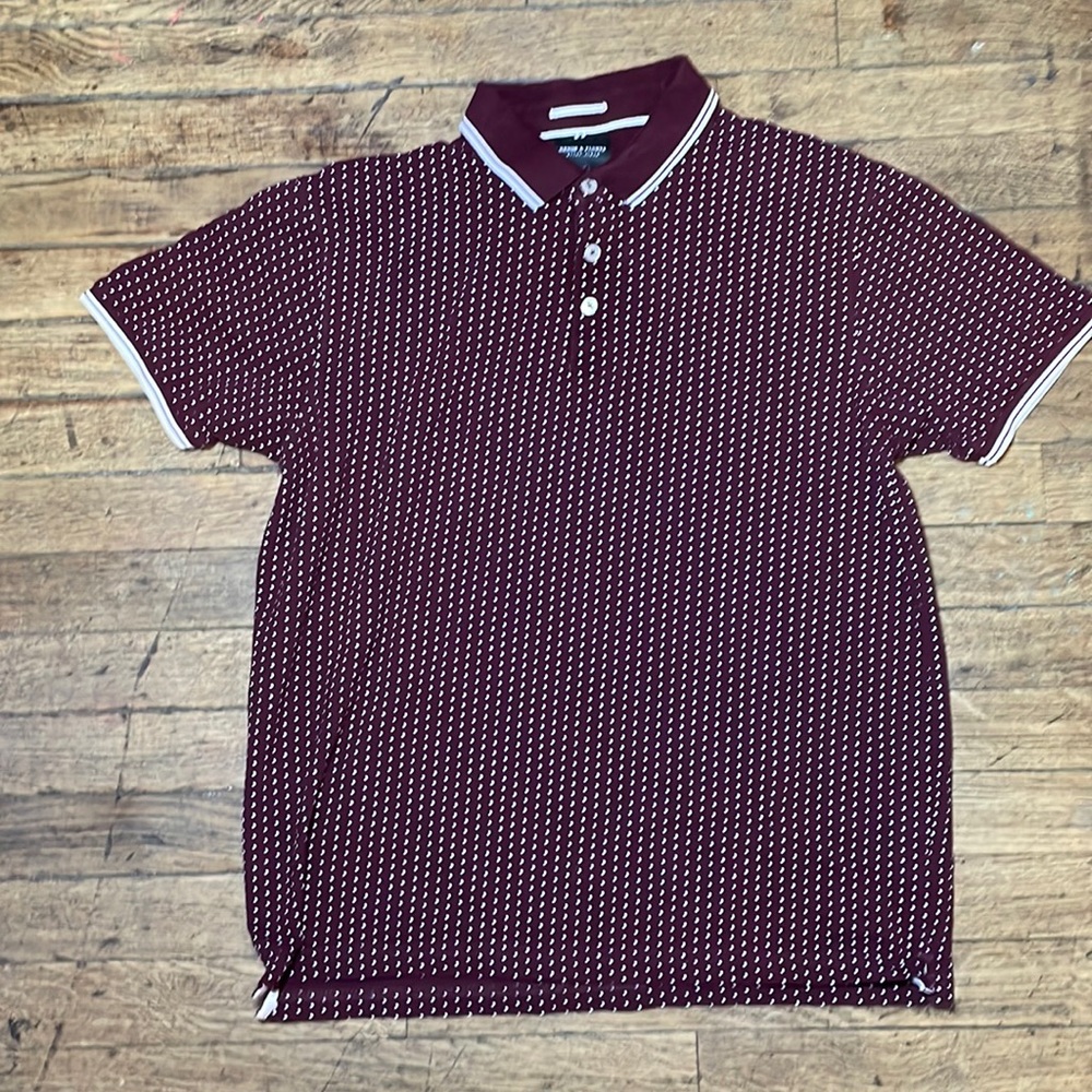 Denim & Flower Men’s burgundy polka dot polo size medium